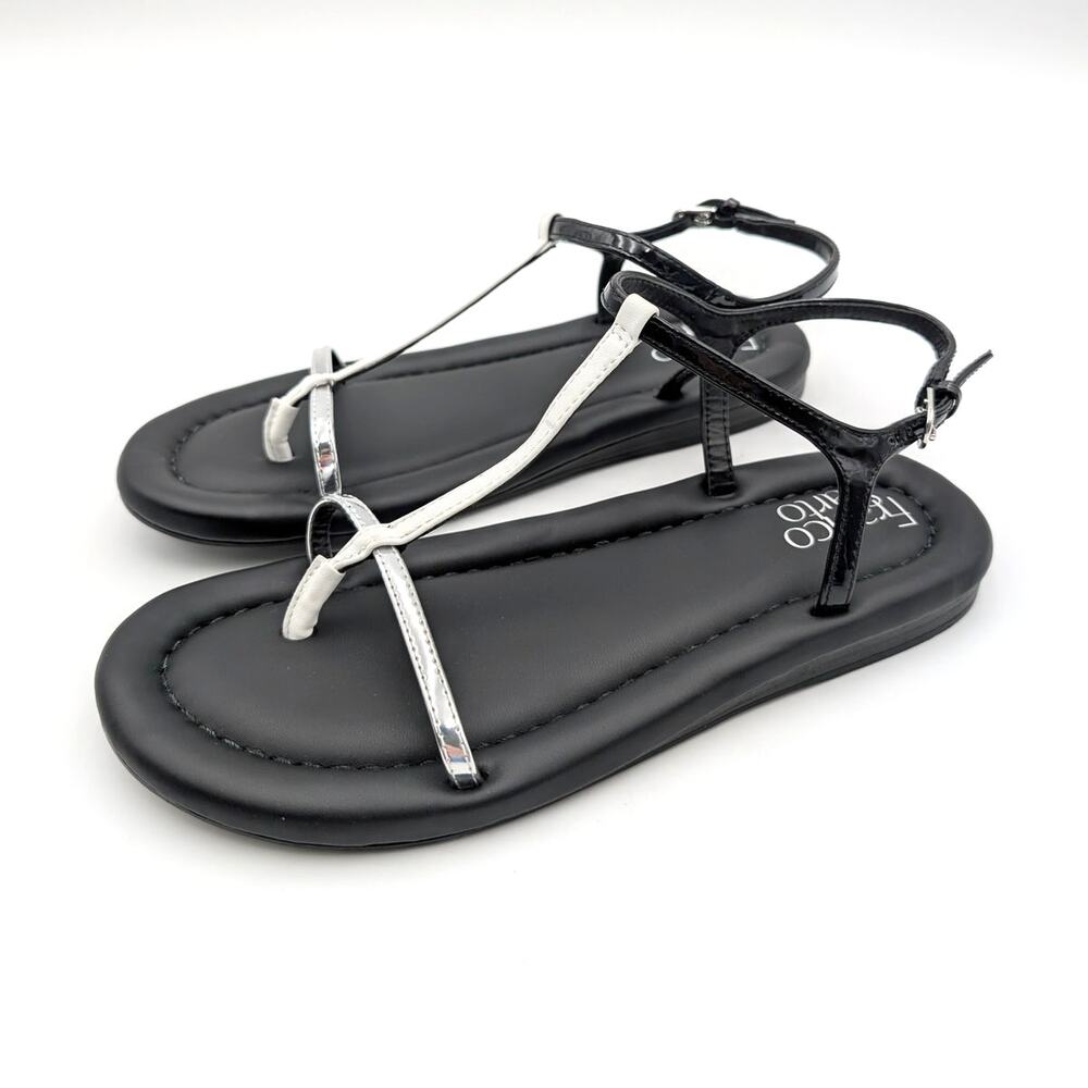 Franco Sarto Joela Ankle Strap Sandals Women's Silver/Black Size US7M EU37